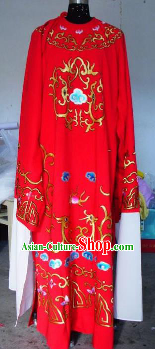 Chinese Traditional Shaoxing Opera Scholar Costumes Peking Opera Niche Embroidered Red Robe for Adults