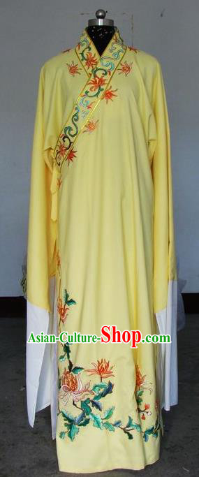 Chinese Traditional Shaoxing Opera Embroidered Chrysanthemum Yellow Robe Peking Opera Niche Costumes for Adults