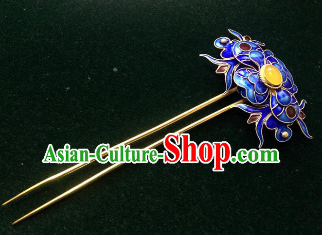 Chinese Traditional Ancient Cloisonne Hairpins Hair Accessories Blueing Hair Clip for Women