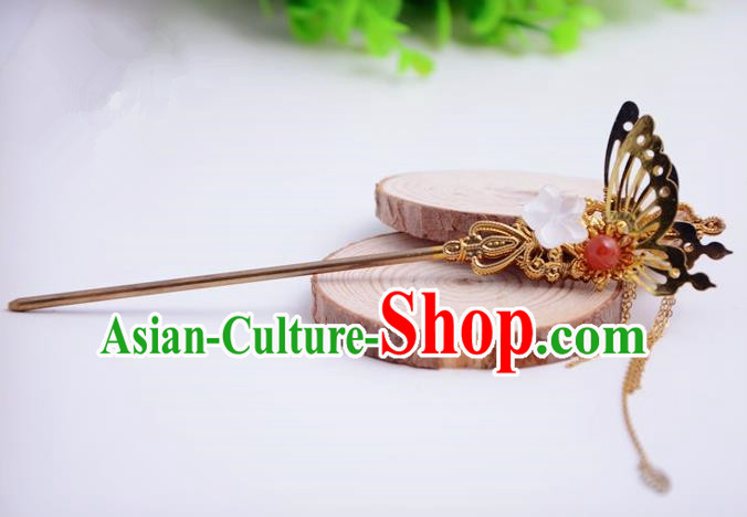 Chinese Traditional Hair Accessories Ancient Bride Hairpins Butterfly Tassel Hair Clip for Women