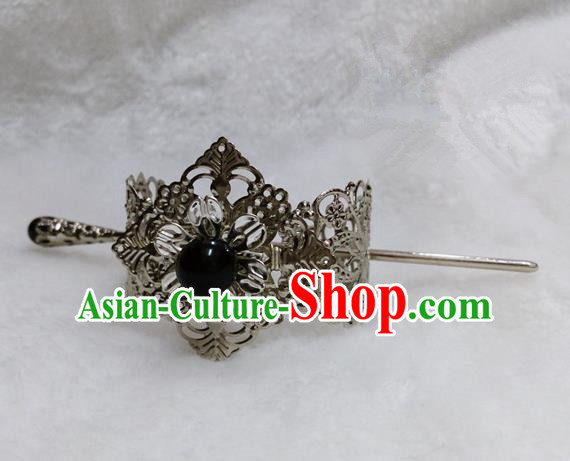 Chinese Traditional Ancient Prince Hair Accessories Swordsman Hairpins Black Bead Tuinga for Men