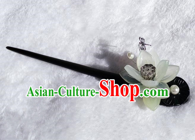 Chinese Traditional Hair Accessories Ancient Bride Lotus Hairpins Ebony Hair Clip for Women