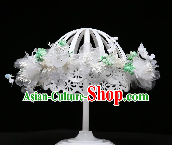 Children Modern Dance Hair Accessories Stage Performance White Flowers Hair Clasp for Kids