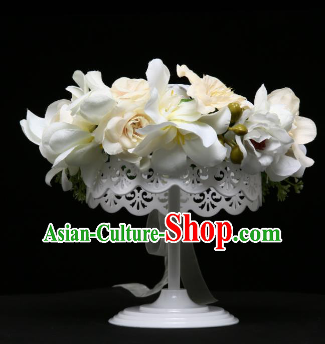 Children Modern Dance Hair Accessories Stage Performance White Flowers Hair Clasp for Kids
