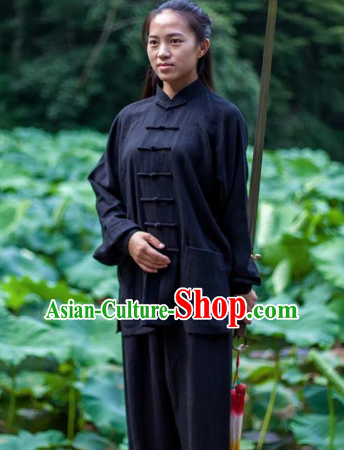 Chinese Traditional Martial Arts Costumes Tai Chi Kung Fu Black Suits for Women