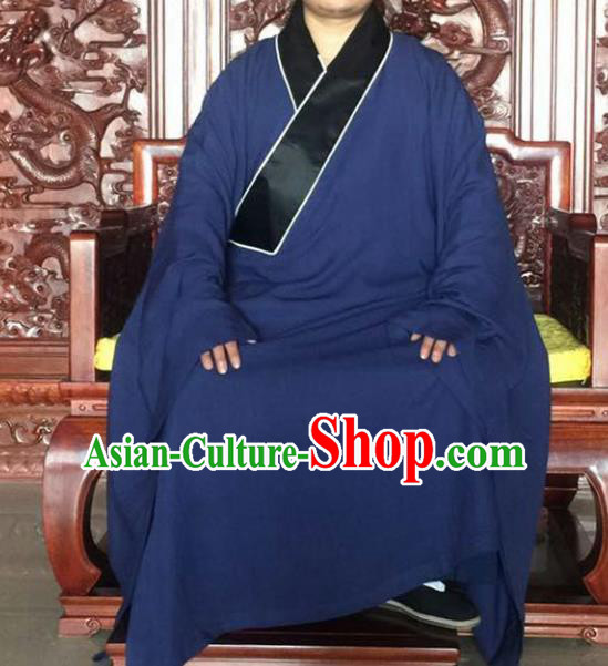 Chinese Traditional Martial Arts Costumes Tai Chi Taoist Kung Fu Navy Robe for Men