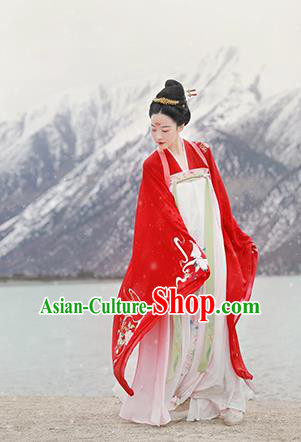 Chinese Ancient Tang Dynasty Imperial Concubine Hanfu Dress Embroidered Costumes Complete Set for Women