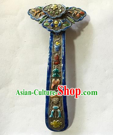 Chinese Traditional Ancient Enamel Hairpins Hair Accessories Blueing Hair Clip for Women