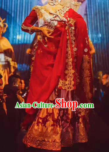 Top Grade Halloween Stage Performance Customized Costume Models Catwalks Red Clothing for Women