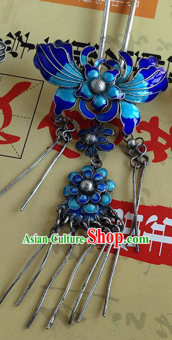 Chinese Traditional Ancient Hairpins Hair Accessories Cloisonne Butterfly Hair Clip for Women