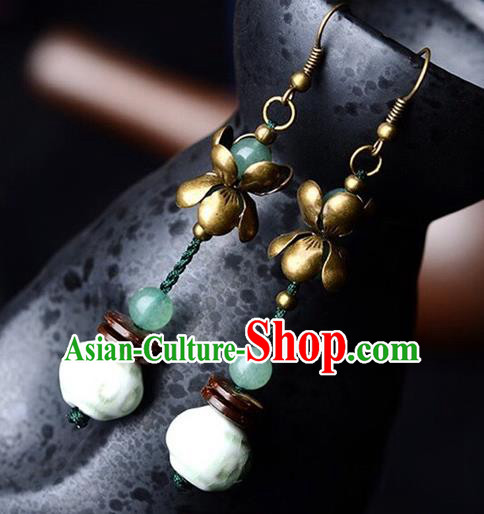 Chinese Traditional Jewelry Accessories Ancient Hanfu Lotus Earrings for Women