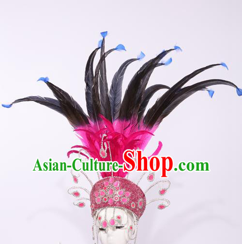 Top Grade Stage Performance Clothing Models Show Brazilian Rio Carnival Samba Feather Headwear for Women