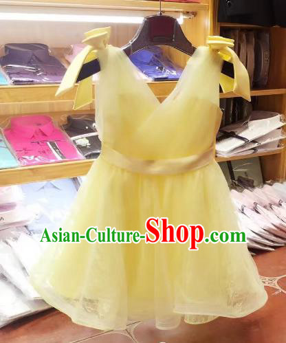 Top Grade Children Catwalks Costume Modern Dance Stage Performance Princess Yellow Dress for Kids