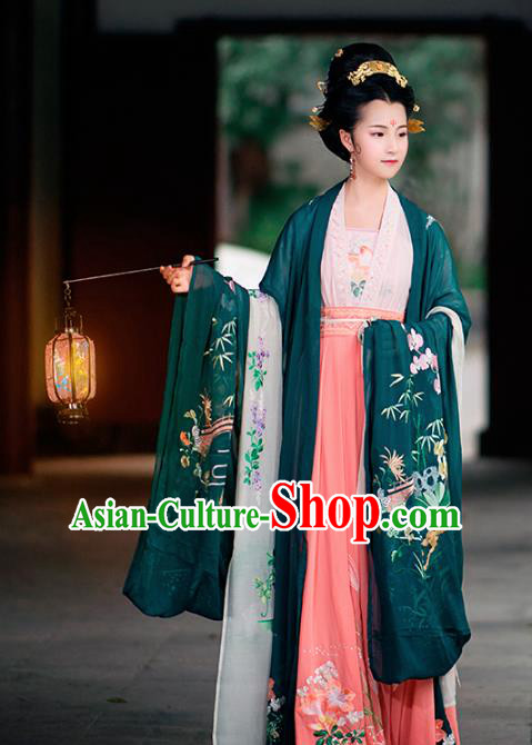 Traditional Chinese Tang Dynasty Imperial Consort Embroidered Costumes Complete Set for Women