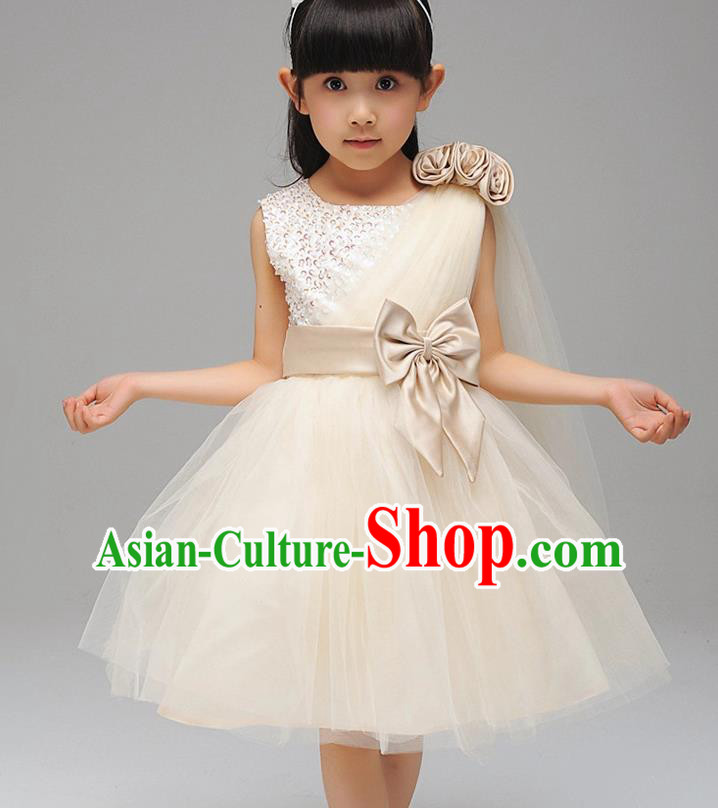 Children Fairy Princess Bowknot Dress Stage Performance Catwalks Compere Costume for Kids