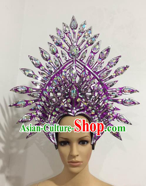 Brazilian Samba Dance Queen Purple Hair Accessories Rio Carnival Roman Deluxe Headwear for Women
