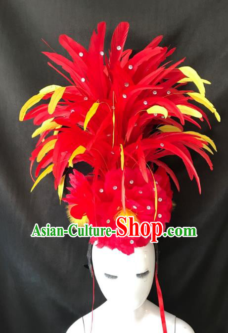 Brazilian Rio De Janeiro Carnival Feather Hair Accessories Samba Dance Catwalks Headdress for Kids
