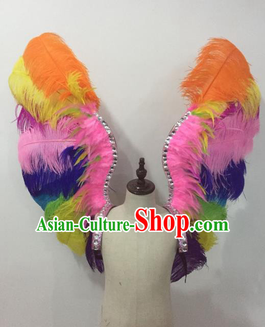 Custom-made Catwalks Props Brazilian Rio Carnival Samba Dance Colorful Feather Wings for Kids