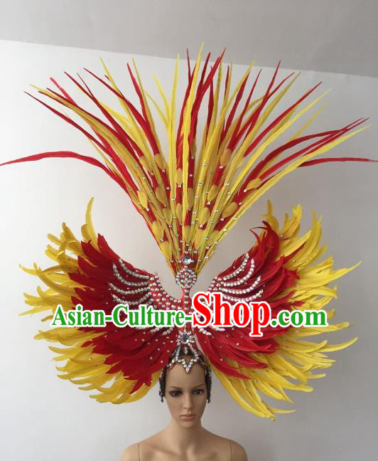 Brazilian Carnival Rio Samba Dance Feather Headdress Miami Catwalks Hair Accessories for Women