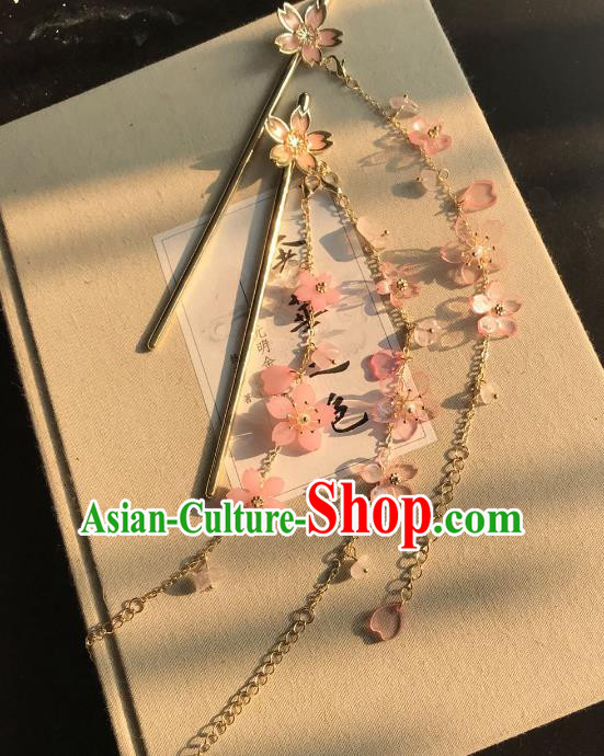 Chinese Traditional Hair Accessories Ancient Hanfu Plum Blossom Tassel Hair Clip Hairpins for Women