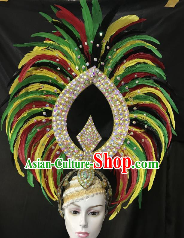 Professional Samba Dance Hair Accessories Brazilian Rio Carnival Colorful Feather Headdress for Women