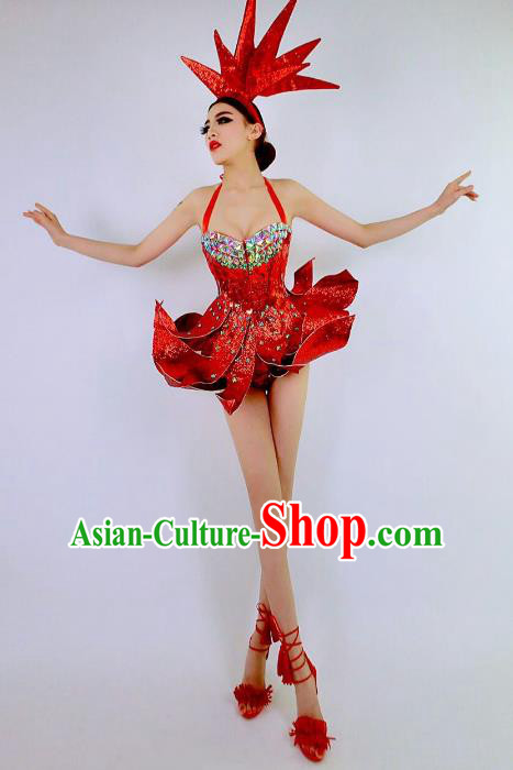 Top Grade Catwalks Costume Red Dress Halloween Stage Performance Brazilian Carnival Clothing for Women