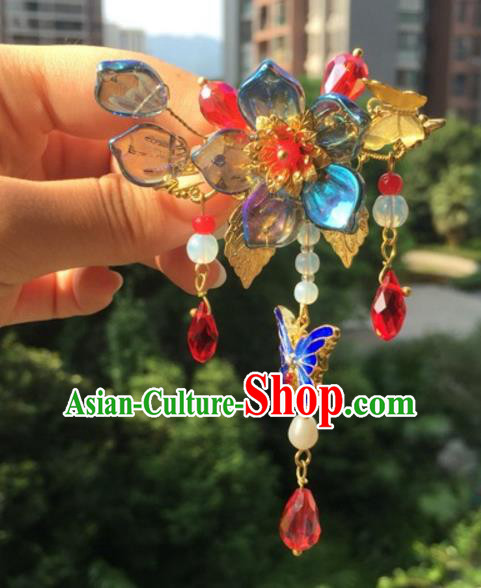 Chinese Traditional Hair Accessories Ancient Hanfu Hairpins Blueing Butterfly Hair Claw for Women