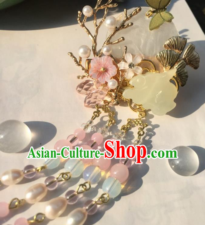 Chinese Traditional Hair Accessories Ancient Hanfu Hairpins Jade Rabbit Hair Claw for Women