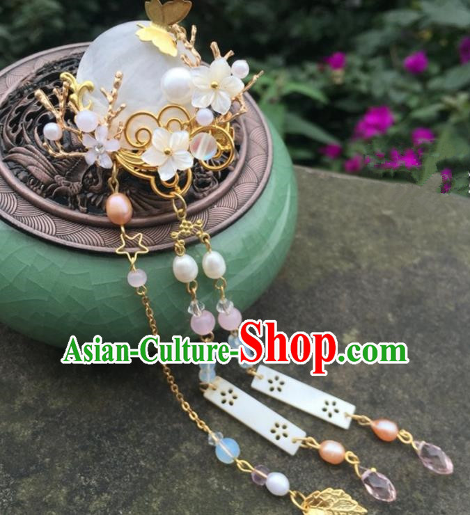 Chinese Traditional Hair Accessories Shell Hair Claw Ancient Hanfu Tassel Hairpins for Women