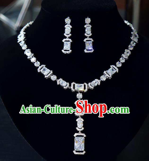 Top Grade Wedding Jewelry Accessories Bride Zircon Necklace and Earrings for Women