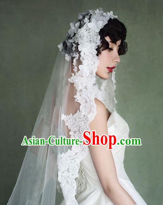Top Grade Bride Hair Accessories Lace Wedding Veil Headwear for Women
