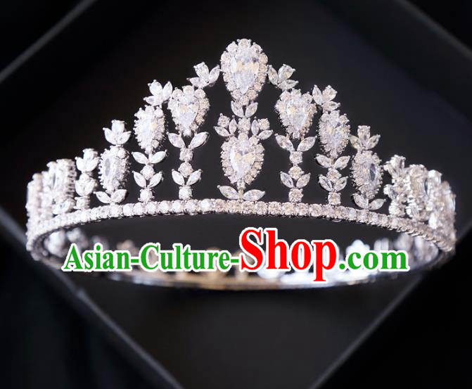 Top Grade Wedding Bride Hair Accessories Princess Zircon Hair Clasp Royal Crown for Women