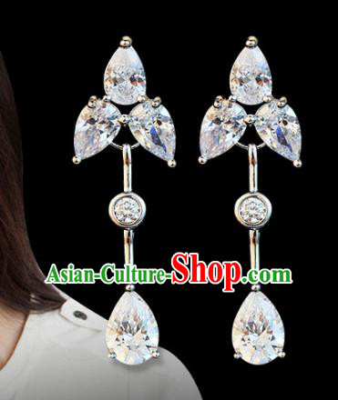 Top Grade Wedding Bride Jewelry Accessories Princess Crystal Earrings for Women