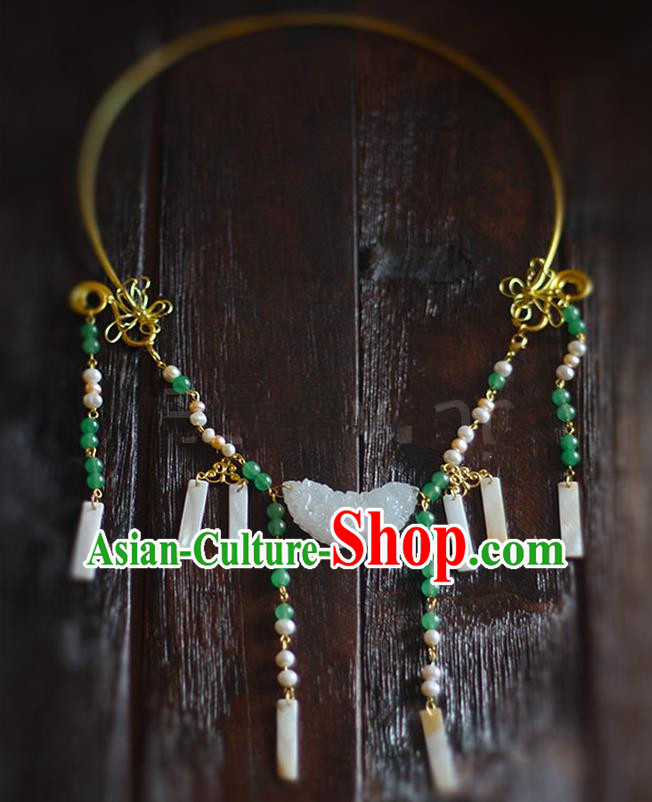 Top Grade Wedding Bride Jewelry Accessories Chinese Hanfu Jade Necklace for Women