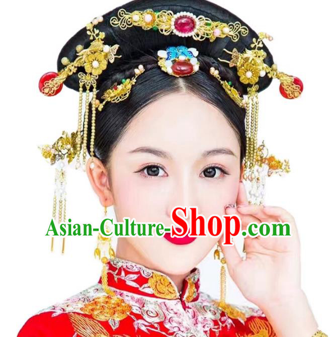 Top Grade Chinese Wedding Hair Accessories Ancient Bride Hairpins Complete Set for Women