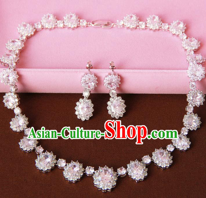 Top Grade Wedding Bride Jewelry Accessories Zircon Crystal Necklace and Earrings for Women