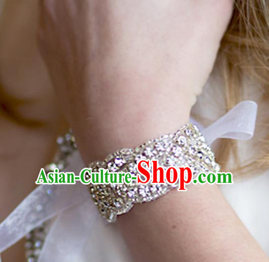 Handmade Wedding Waist Accessories Baroque Bride Crystal Wristlet Bracelet for Women