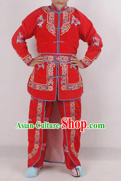 Professional Chinese Peking Opera Female Warrior Costume Ancient Swordswoman Embroidered Red Clothing for Adults