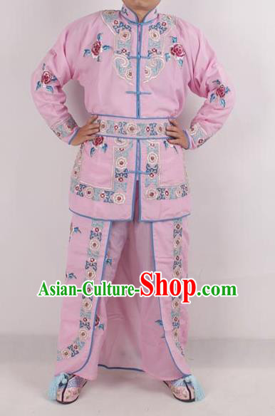Professional Chinese Peking Opera Female Warrior Costume Ancient Swordswoman Embroidered Pink Clothing for Adults