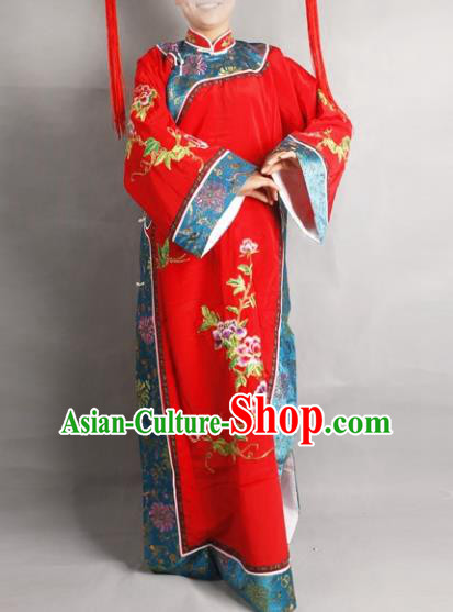 Professional Chinese Beijing Opera Actress Qing Dynasty Princess Embroidered Red Costumes for Adults