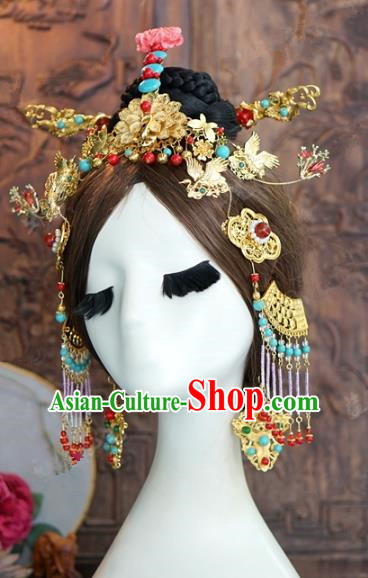 Chinese Traditional Ancient Palace Lady Hairpins Queen Headdress Complete Set for Women