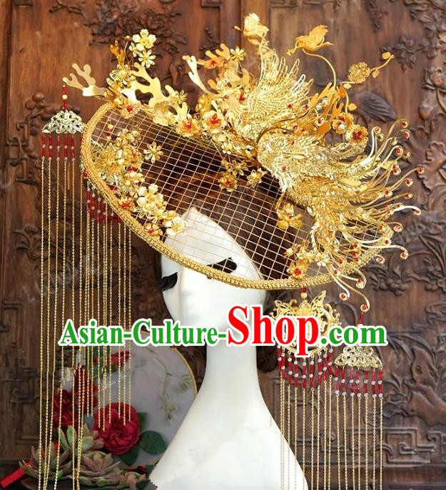 Chinese Traditional Ancient Palace Lady Phoenix Coronet Queen Headdress Hairpins for Women