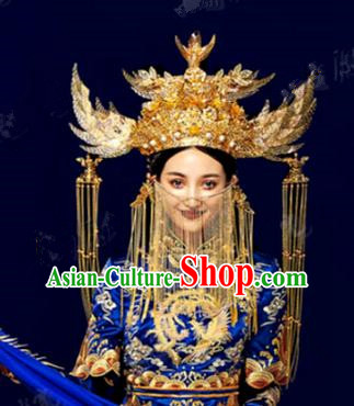 Chinese Traditional Ancient Bride Wedding Phoenix Coronet Headdress Hairpins Complete Set for Women