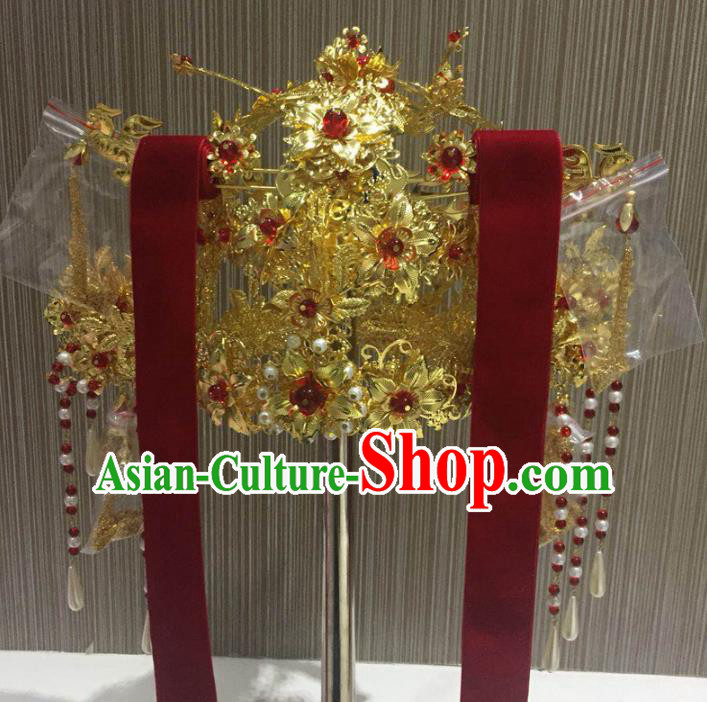 Chinese Ancient Handmade Wedding Deluxe Phoenix Coronet Palace Lady Hairpins Hair Accessories for Women