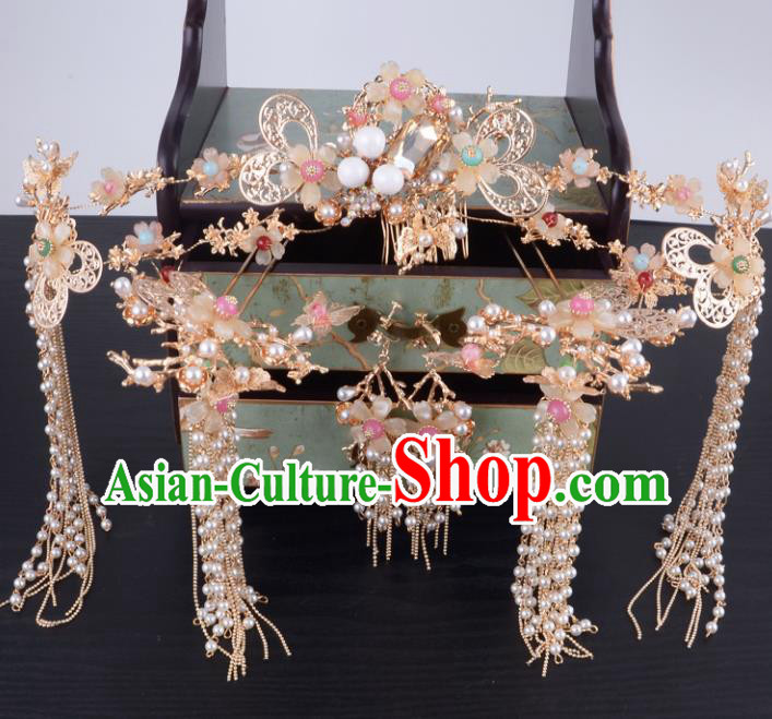 Chinese Ancient Handmade Xiuhe Suit Phoenix Coronet Palace Lady Hairpins Hair Accessories for Women