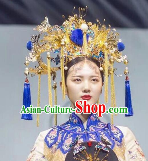 Chinese Ancient Handmade Qing Dynasty Princess Phoenix Coronet Hairpins Hair Accessories for Women