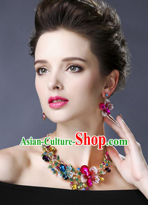 Top Grade Handmade Jewelry Accessories Bride Crystal Flowers Necklace for Women