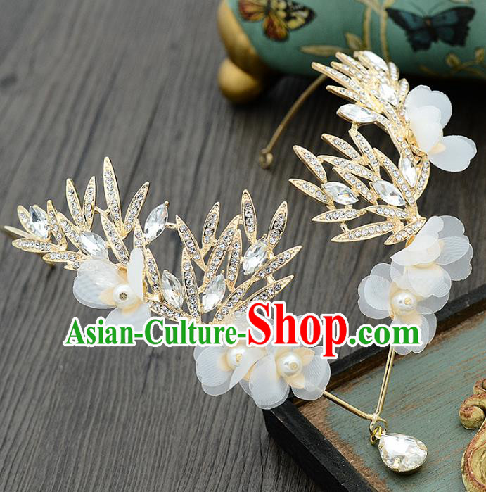 Handmade Baroque Bride Crystal Frontlet Hair Clasp Wedding Hair Jewelry Accessories for Women