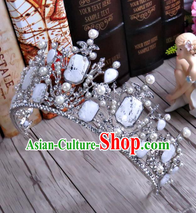 Top Grade Handmade Baroque Retro Royal Crown Wedding Hair Jewelry Accessories for Women