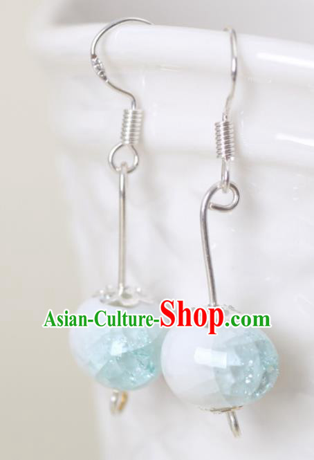 Top Grade Chinese Handmade Light Green Earrings Jingdezhen Ceramics Ear Accessories for Women